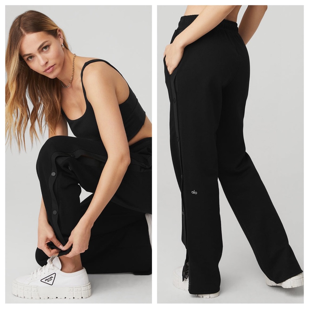 Alo Yoga NWT Courtside Tearaway Snap Pant Black Medium